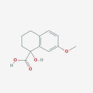 molecular formula C12H14O4 B8292960 1-Hydroxy-7-methoxytetralin-1-yl-carboxylic acid 