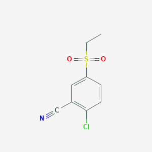 molecular formula C9H8ClNO2S B8292978 2-Chloro-5-(ethylsulfonyl)benzonitrile 