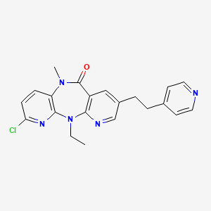 molecular formula C21H20ClN5O B8293060 5-Chloro-2-ethyl-9-methyl-13-[2-(pyridin-4-yl)ethyl]-2,4,9,15-tetraazatricyclo[9.4.0.0^{3,8}]pentadeca-1(11),3,5,7,12,14-hexaen-10-one 