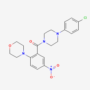 molecular formula C21H23ClN4O4 B8293114 (4-(4-Chlorophenyl)piperazin-1-yl)(2-morpholino-5-nitrophenyl)methanone 