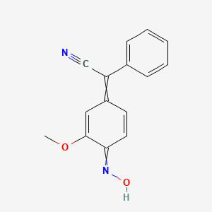 molecular formula C15H12N2O2 B8293126 (4-Hydroxyimino-3-methoxy-cyclohexa-2,5-dienylidene)-phenylacetonitrile 