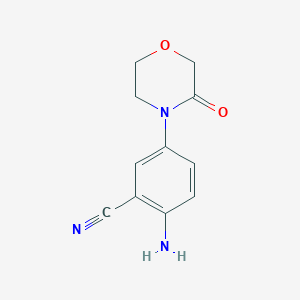 molecular formula C11H11N3O2 B8293286 2-Amino-5-(3-oxo-morpholin-4-YL)-benzonitrile 