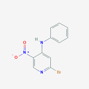 molecular formula C11H8BrN3O2 B8293292 2-Bromo-5-nitro-N-phenyl-4-pyridineamine 