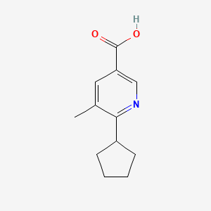 molecular formula C12H15NO2 B8293369 6-Cyclopentyl-5-methyl-nicotinic acid 