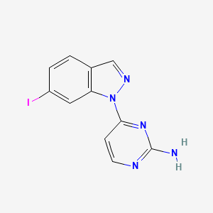 molecular formula C11H8IN5 B8293454 4-(6-iodo-1H-indazol-1-yl)pyrimidin-2-amine 