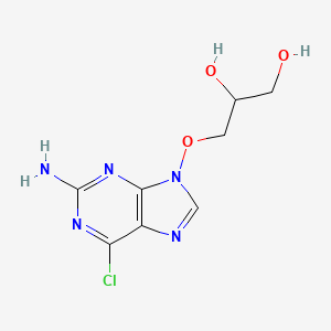molecular formula C8H10ClN5O3 B8293486 2-Amino-6-chloro-9-(2,3-dihydroxyprop-1-oxy)purine 