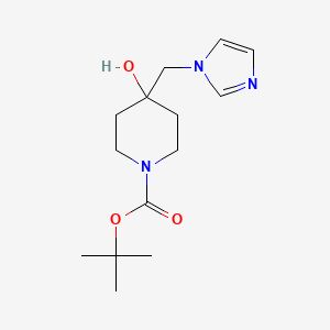 molecular formula C14H23N3O3 B8293491 tert-butyl 4-hydroxy-4-(1H-1-imidazolylmethyl)-1-piperidinecarboxylate 