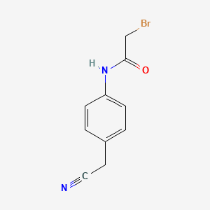 molecular formula C10H9BrN2O B8293556 4-((Bromoacetyl)amino)benzyl cyanide 