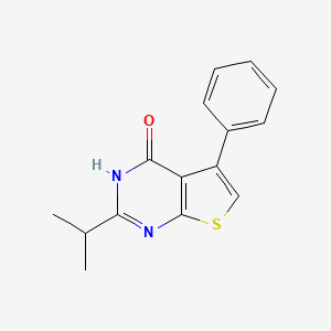 molecular formula C15H14N2OS B8293718 2-Isopropyl-5-phenyl-3H-thieno[2,3-d]pyrimidin-4-one 