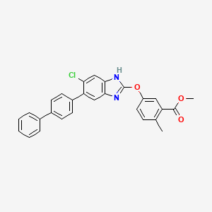 molecular formula C28H21ClN2O3 B8293967 methyl 5-[(5-biphenyl-4-yl-6-chloro-1H-benzimidazol-2-yl)oxy]-2-methylbenzoate 