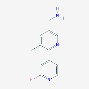 molecular formula C12H12FN3 B8294219 (2'-Fluoro-3-methyl-2,4'-bipyridin-5-yl)methanamine 