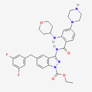 ethyl 5-(3,5-difluorobenzyl)-3-({[4-(piperazin-1-yl)-2-(tetrahydro-2H-pyran-4-ylamino)phenyl]carbonyl}amino)-1H-indazole-1-carboxylate