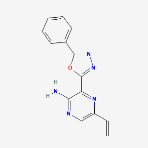 molecular formula C14H11N5O B8294376 3-(5-Phenyl-1,3,4-oxadiazol-2-yl)-5-vinyl-pyrazin-2-amine 
