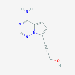 molecular formula C9H8N4O B8294483 3-(4-Aminopyrrolo[2,1-f][1,2,4]triazin-7-yl)prop-2-yn-1-ol 