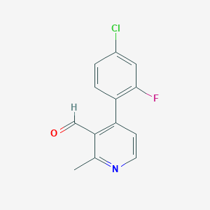 molecular formula C13H9ClFNO B8294657 4-(4-Chloro-2-fluorophenyl)-2-methylnicotinaldehyde 
