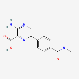 molecular formula C14H14N4O3 B8294815 3-Amino-6-[4-(dimethylcarbamoyl)phenyl]pyrazine-2-carboxylic acid 