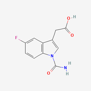 molecular formula C11H9FN2O3 B8294827 (1-Carbamoyl-5-fluoro-1H-indol-3-yl)-acetic acid 