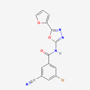 molecular formula C14H7BrN4O3 B8294895 3-bromo-5-cyano-N-[5-(2-furyl)-1,3,4-oxadiazol-2-yl]benzenecarboxamide 