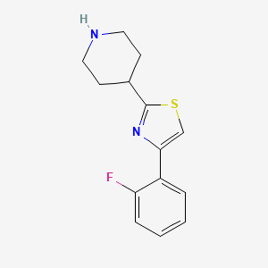 molecular formula C14H15FN2S B8294971 4-[4-(2-Fluorophenyl)-1,3-thiazol-2-yl]piperidine 