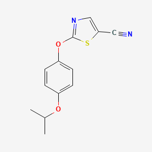 molecular formula C13H12N2O2S B8294999 2-(4-Isopropoxyphenoxy)-1,3-thiazole-5-carbonitrile 
