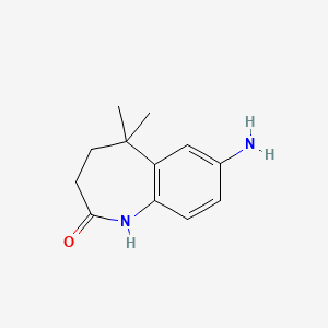 molecular formula C12H16N2O B8295068 7-Amino-5,5-dimethyl-1,3,4,5-tetrahydro-benzo[b]azepin-2-one 