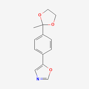 molecular formula C13H13NO3 B8295086 2-[4-(5-Oxazolyl)phenyl]-2-methyl-1,3-dioxolane 