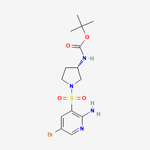 molecular formula C14H21BrN4O4S B8295113 (S)-tert-butyl 1-(2-amino-5-bromopyridin-3-ylsulfonyl)pyrrolidin-3-ylcarbamate 