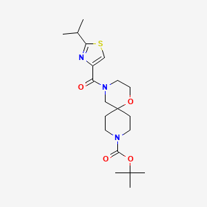 molecular formula C20H31N3O4S B8295211 tert-Butyl 4-(2-isopropylthiazole-4-carbonyl)-1-oxa-4,9-diazaspiro[5.5]undecane-9-carboxylate 