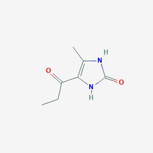 molecular formula C7H10N2O2 B8295310 1,3-Dihydro-4-methyl-5-(1-oxopropyl)-2H-imidazol-2-one 