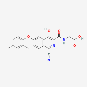 molecular formula C22H19N3O5 B8295330 {[1-Cyano-4-hydroxy-6-(2,4,6-trimethyl-phenoxy)-isoquinoline-3-carbonyl]-amino}-acetic acid 