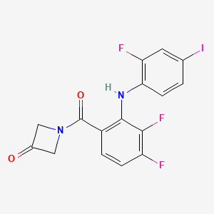 molecular formula C16H10F3IN2O2 B8295434 1-(3,4-Difluoro-2-((2-fluoro-4-iodophenyl)amino)benzoyl)azetidin-3-one 