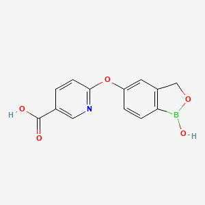 molecular formula C13H10BNO5 B8295498 6-(1-Hydroxy-1,3-dihydrobenzo[c][1,2]oxaborol-5-yloxy)nicotinic acid 