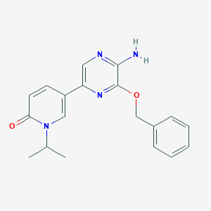 molecular formula C19H20N4O2 B8295509 5-(5-amino-6-(benzyloxy)pyrazin-2-yl)-1-isopropylpyridin-2(1H)-one 