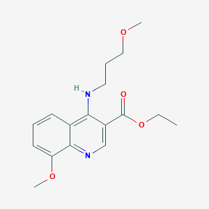 molecular formula C17H22N2O4 B8295580 8-Methoxy-4-(3-methoxy-propyl-amino)-quinoline-3-carboxylic acid ethyl ester 