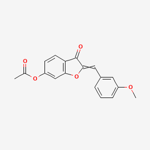 molecular formula C18H14O5 B8295723 2-[(3-methoxyphenyl)methylene]-6-acetoxy-3(2H)-benzofuranone 