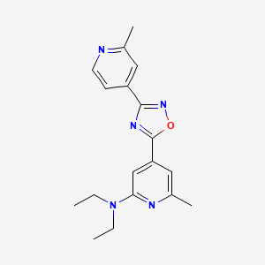 molecular formula C18H21N5O B8295751 2-Diethylamino-4-[3-(2-methyl-4-pyridinyl)-[1,2,4]oxadiazol-5-yl]-6-methyl-pyridine 