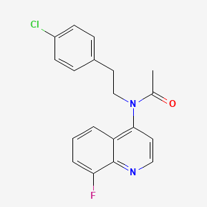 molecular formula C19H16ClFN2O B8295867 Acetamide, N-(2-(4-chlorophenyl)ethyl)-N-(8-fluoro-4-quinolinyl)- CAS No. 124532-14-5