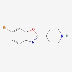 molecular formula C12H13BrN2O B8295909 6-Bromo-2-(piperidin-4-yl)benzo[d]oxazole 