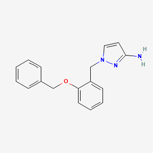 molecular formula C17H17N3O B8296025 1-({2-[(Phenylmethyl)oxy]phenyl}methyl)-1H-pyrazol-3-amine 