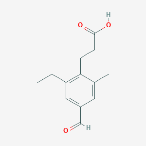 molecular formula C13H16O3 B8296098 3-(2-Ethyl-4-formyl-6-methyl-phenyl)-propionic acid 