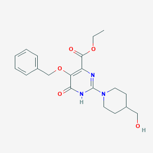 Ethyl 5-(benzyloxy)-2-(4-(hydroxymethyl)piperidin-1-yl)-6-oxo-1,6-dihydropyrimidine-4-carboxylate
