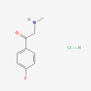 molecular formula C9H11ClFNO B8296215 1-(4-Fluorophenyl)-2-methylamino-1-oxo-ethane hydrochloride 