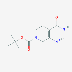 molecular formula C13H19N3O3 B8296223 8-methyl-4-oxo-4,5,6,8-tetrahydro-3H-pyrido[3,4-d]pyrimidine-7-carboxylic acid tert-butyl ester 