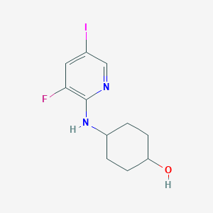 molecular formula C11H14FIN2O B8296240 trans-4-(3-Fluoro-5-iodopyridin-2-ylamino)cyclohexanol 
