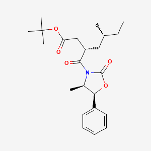 molecular formula C23H33NO5 B8296472 (3S,5R)-5-Methyl-3-[1-((4R,5S)-4-methyl-2-oxo-5-phenyl-oxazolidin-3-yl)-methanoyl]-heptanoic acid tert-butyl ester 