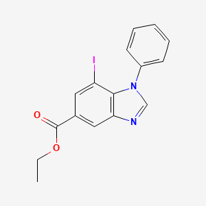 molecular formula C16H13IN2O2 B8296515 5-Ethoxycarbonyl-7-iodo-1-phenylbenzimidazole 