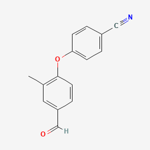 molecular formula C15H11NO2 B8296522 4-(4-Formyl-2-methyl-phenoxy)-benzonitrile 