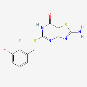 molecular formula C12H8F2N4OS2 B8296539 5-(2,3-Difluorobenzylthio)-2-aminothiazolo[4,5-d]pyrimidin-7-ol 
