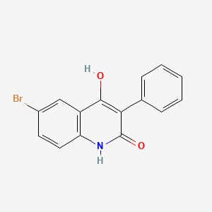 molecular formula C15H10BrNO2 B8296606 6-Bromo-4-hydroxy-3-phenylquinolin-2(1H)-one 