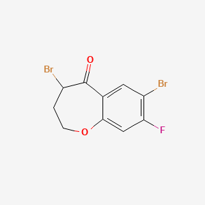 molecular formula C10H7Br2FO2 B8296717 4,7-Dibromo-8-fluoro-3,4-dihydro-2H-benzo[b]oxepin-5-one 